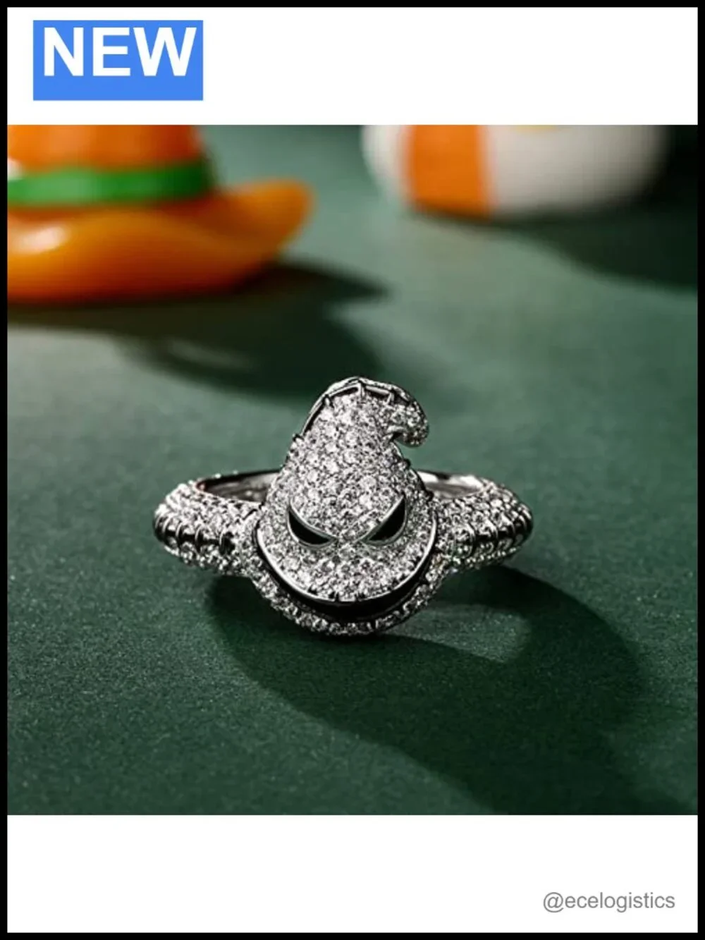 Sterling Silver Skull Ring Round Cut Skeleton Band Halloween Engagement